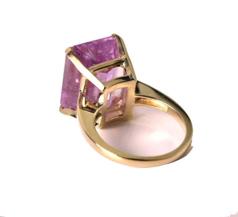 13.5 Carat Huge Kunzite 14KT Yellow Gold Party Ring at 1stDibs