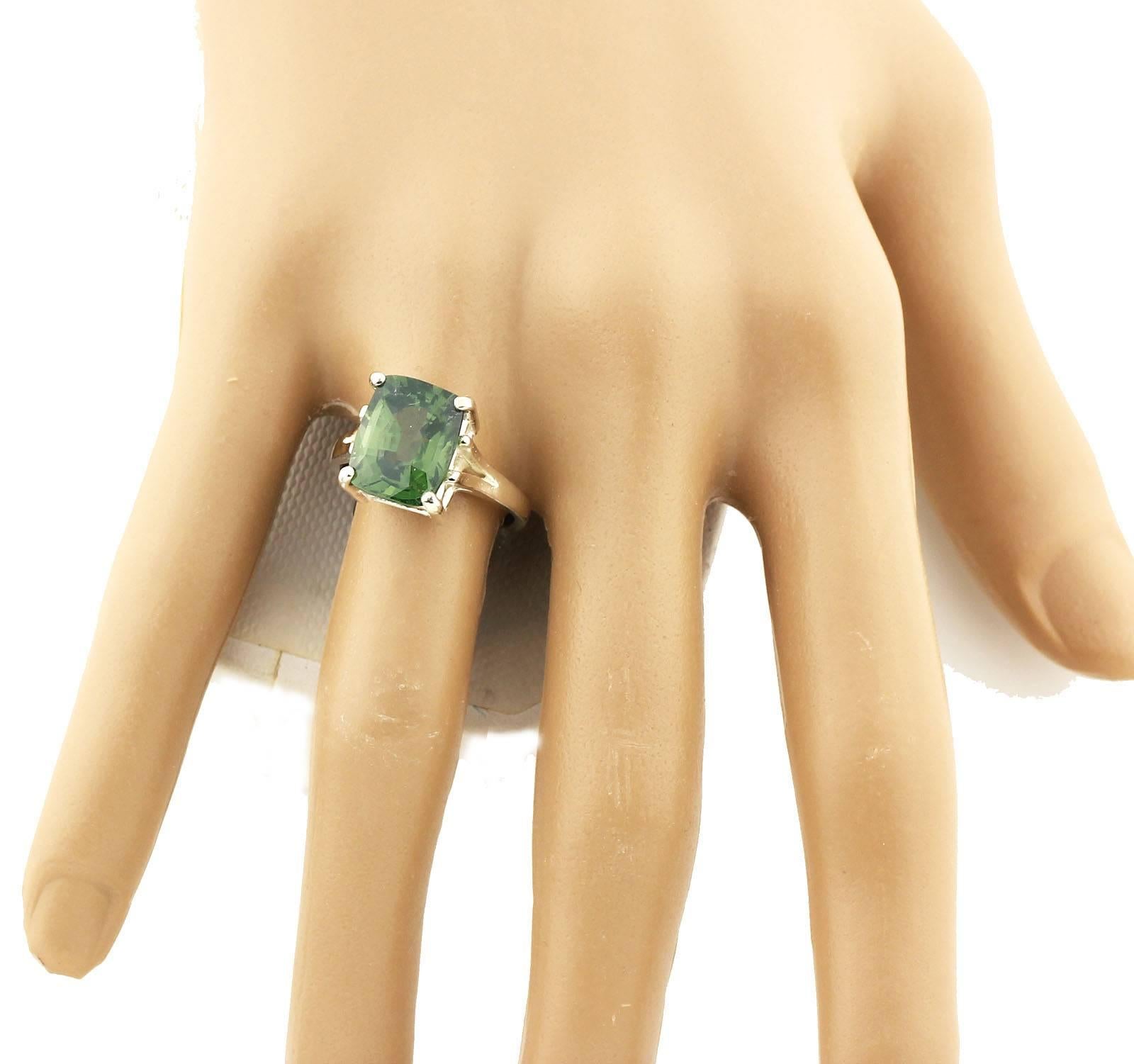 Gemjunky Elegant Natural 7 Ct Rare Sparkling Sri Lankan Green Zircon Silver Ring 1