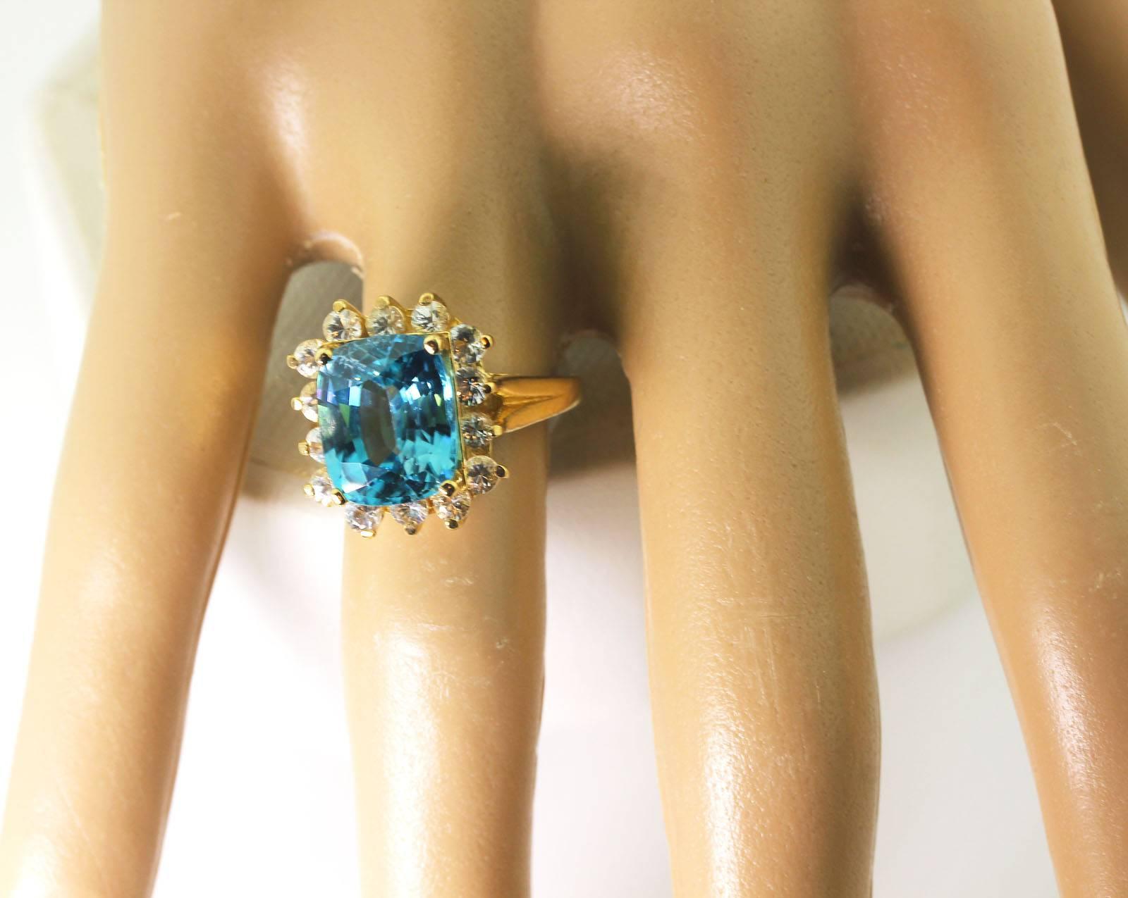 Mixed Cut AJD Intensely Glittering Brilliant Natural Zircon & White Sapphires Gold Ring For Sale