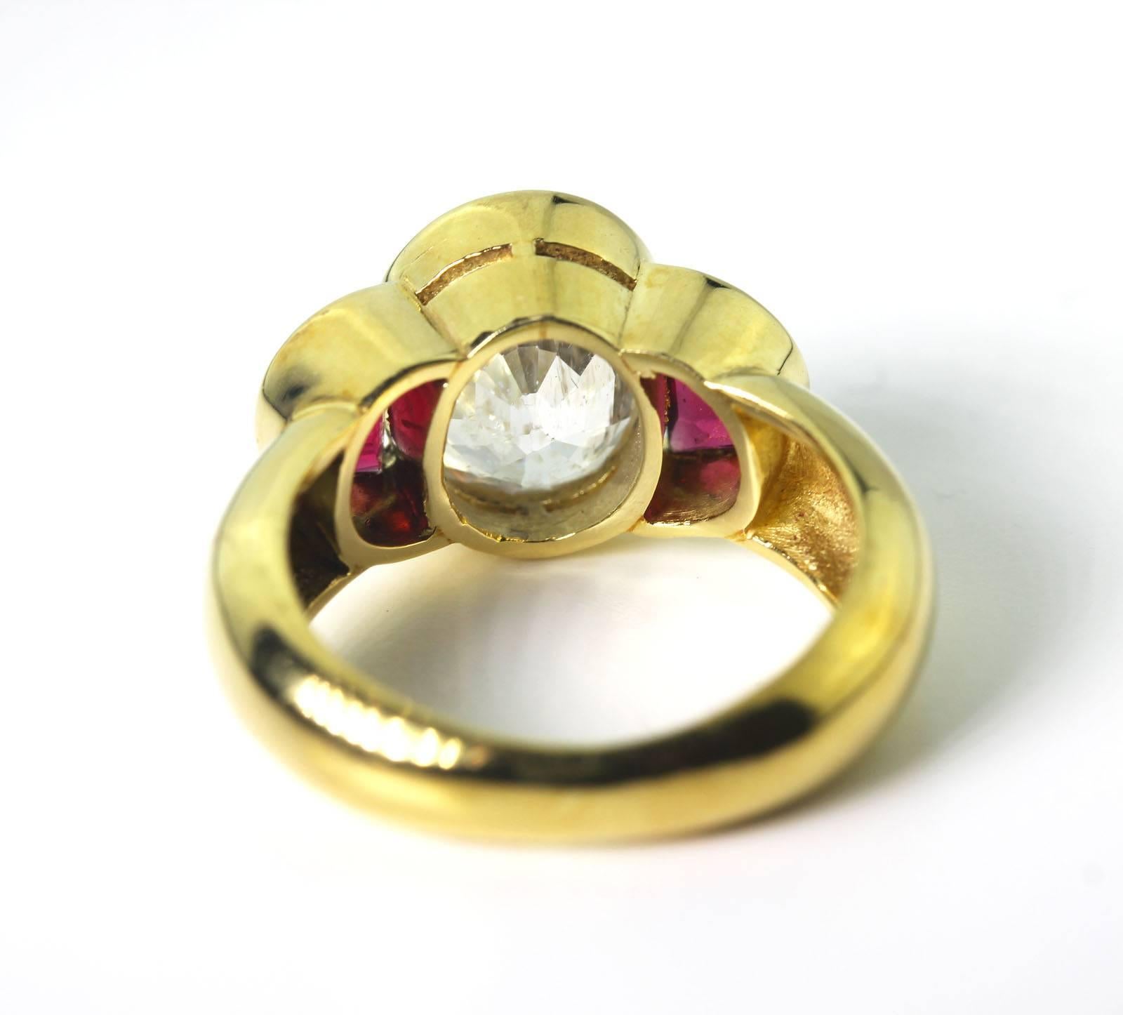 Women's Gemjunky Brilliant Zircon and Rubelite 18Kt Yellow Gold Ring