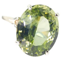 AJD Gorgeous 14.48 Cts Oval Natural Sri Lankan Green Zircon Cocktail Ring