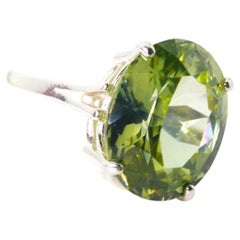 AJD Gorgeous 14.48 Cts Oval Natural Sri Lankan Green Zircon Cocktail Ring