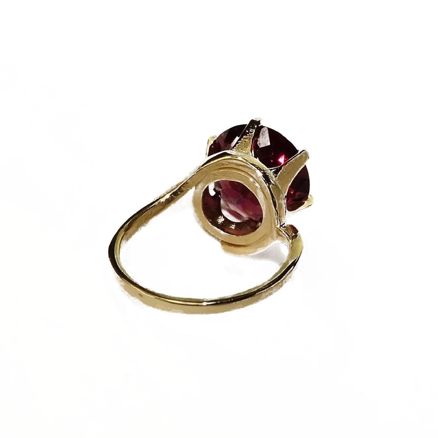 Artisan Gemjunky Rare, Large, Round  Garnet in  14K Gold Ring 