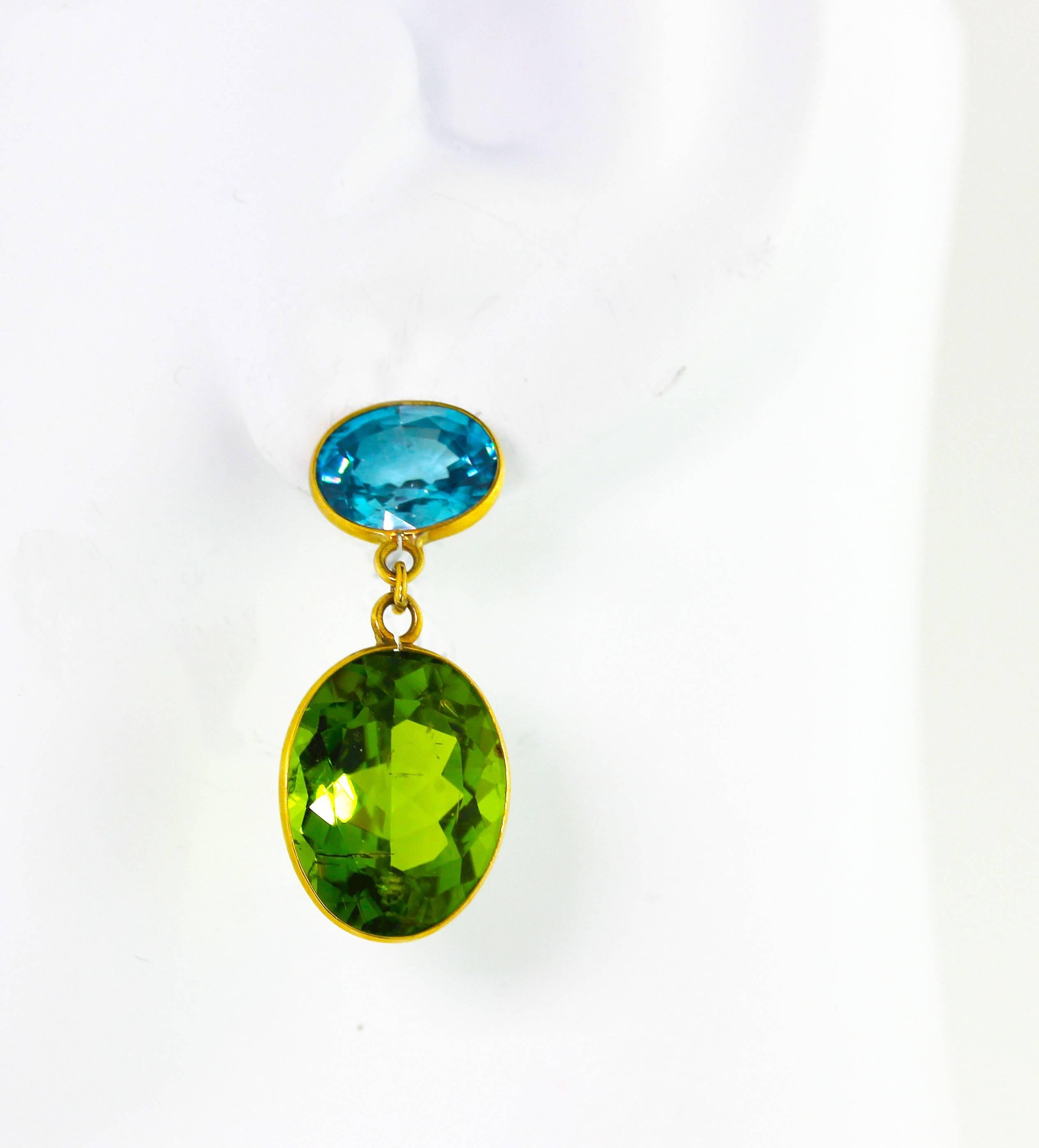 blue zircon earrings in 18kt gold