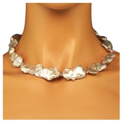 AJD Baroque Pearls with Silvery Iridescence Necklace June Birthstone