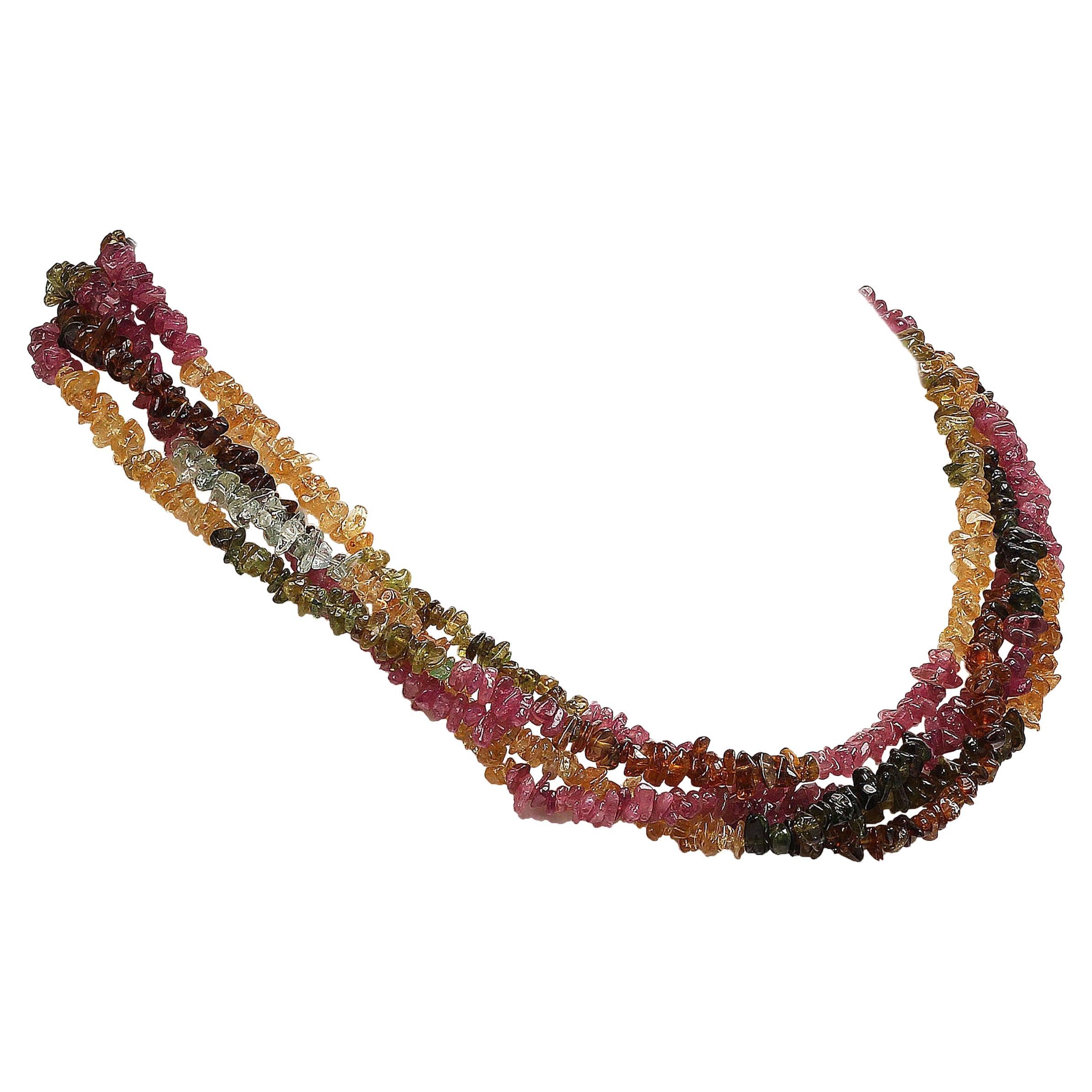 AJD Double-Strand Necklace of Sparkling Multi-Color Tourmaline