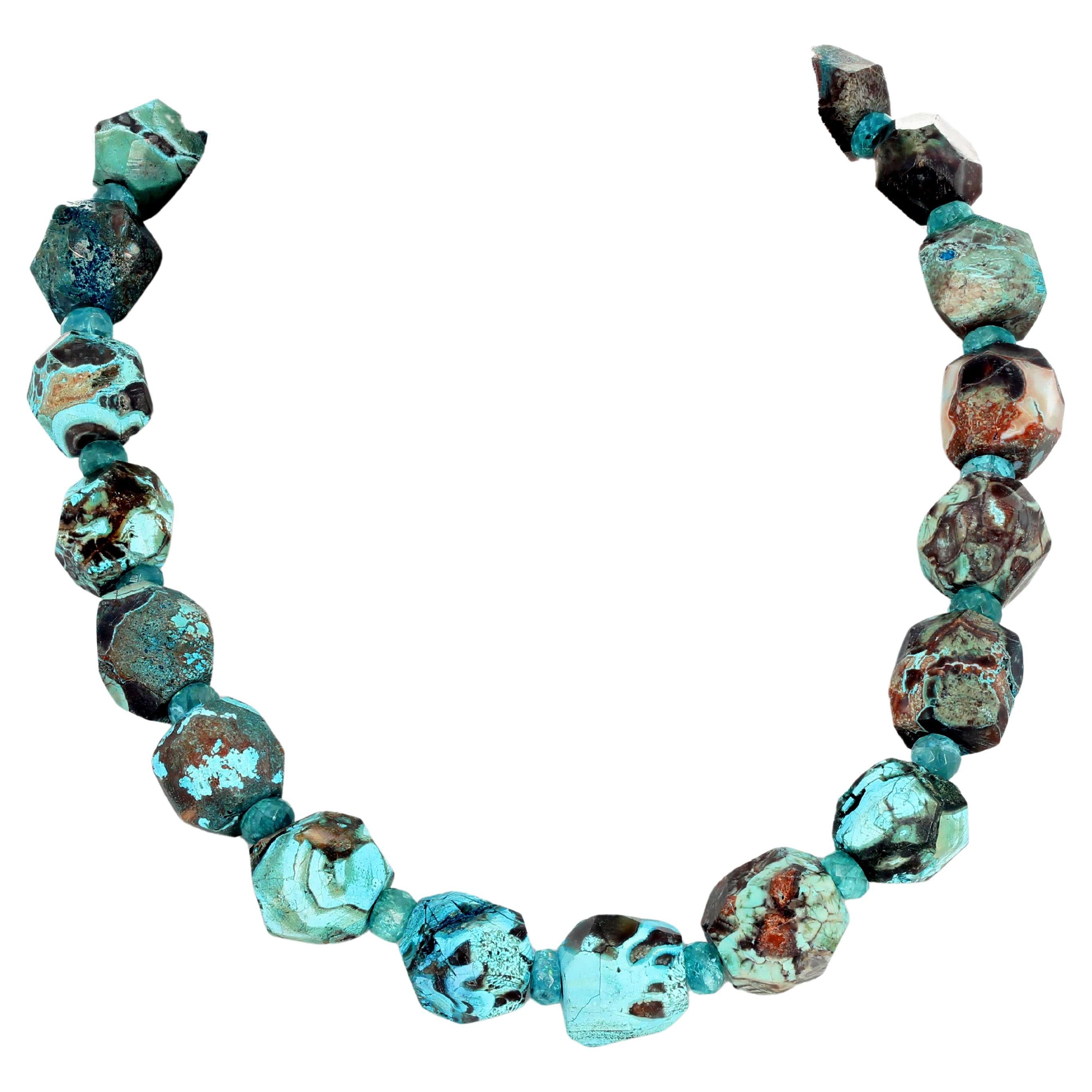 AJD Elegant Very Rare Blue Ocean Jasper & Apatite Necklace For Sale