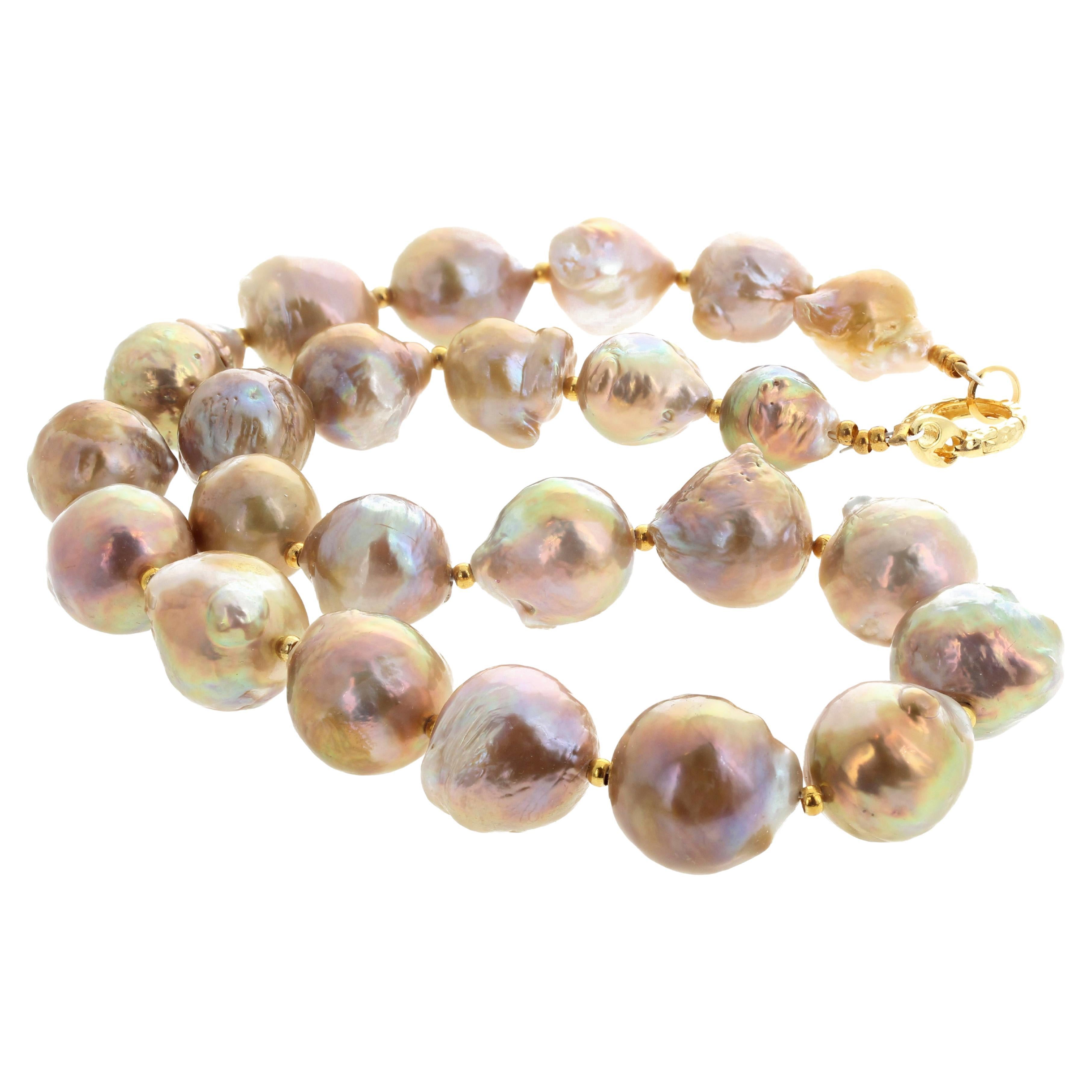 Taille mixte AJD, grand collier de perles de culture naturelles de 18 mm de long de 17 pouces en vente