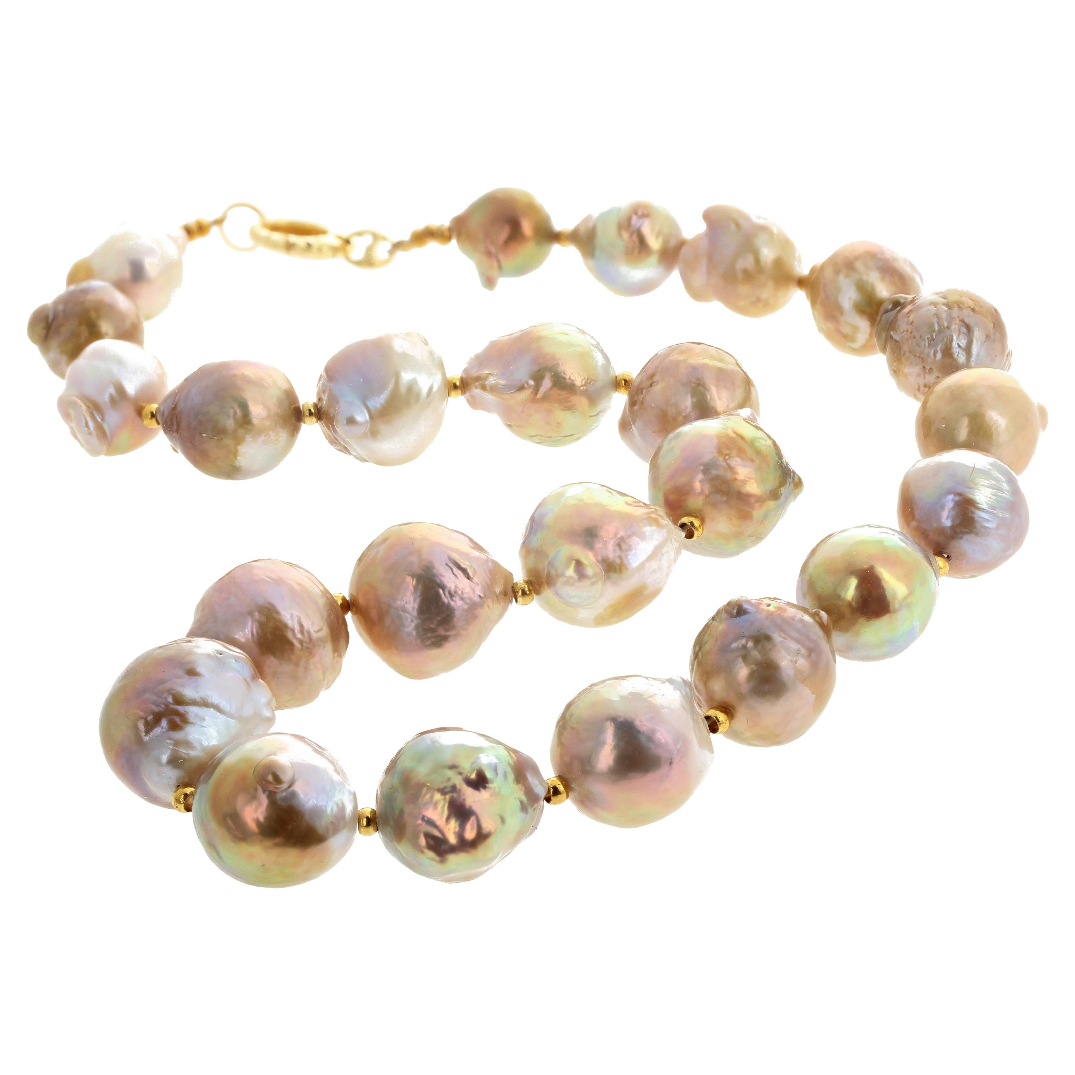 AJD, grand collier de perles de culture naturelles de 18 mm de long de 17 pouces Neuf - En vente à Raleigh, NC