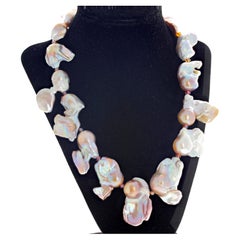 AJD, collier de perles baroque de 15 mm à motifs glamour Real 20" de diamètre
