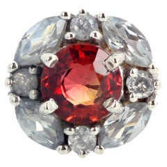 AJD RARE : Magnifique bague avec un saphir Songea rouge de Tanzanie et un zircon blanc naturel