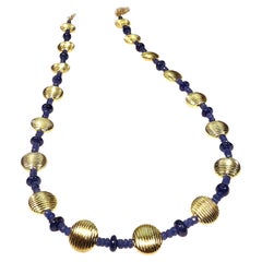  AJD Elegant Blue Sapphire and Gold Choker Necklace