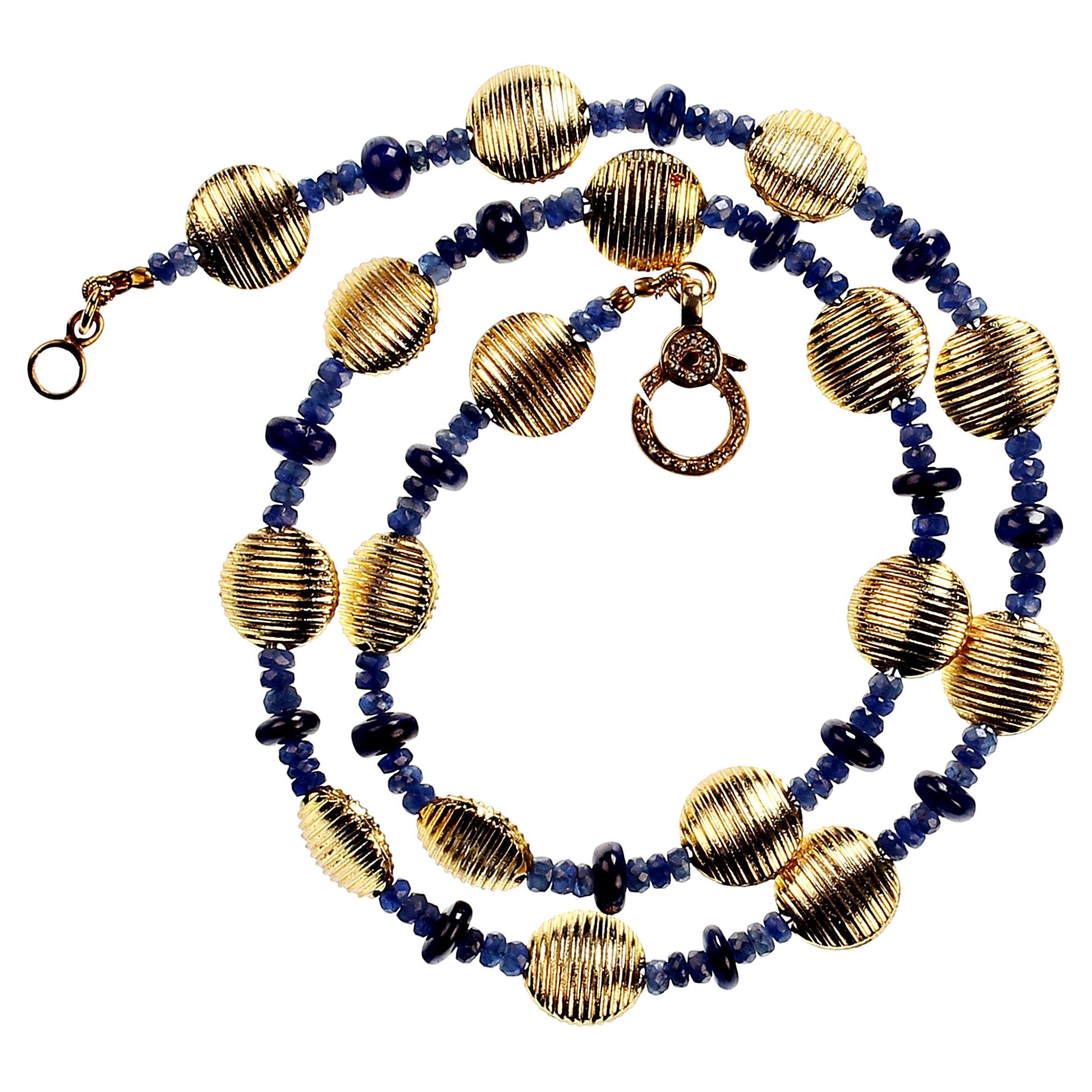  AJD Elegante Halskette mit blauem Saphir und Gold  Tolles Geschenk!!