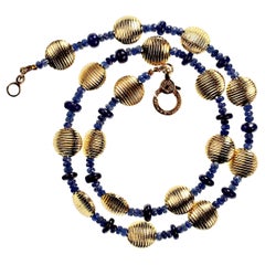  AJD Elegante Halskette mit blauem Saphir und Gold  Tolles Geschenk!!