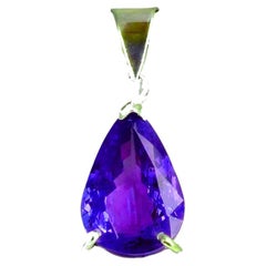 BREATHTAKING Glittering Large REAL 6.9 Ct Tanzanite Sterling Silver Pendant