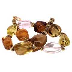 AJD 17 Inch Autumn Tone Polished Quartz Nugget Necklace