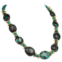 AJD Stunning Hubei Turquoise Necklace with Gold Accents