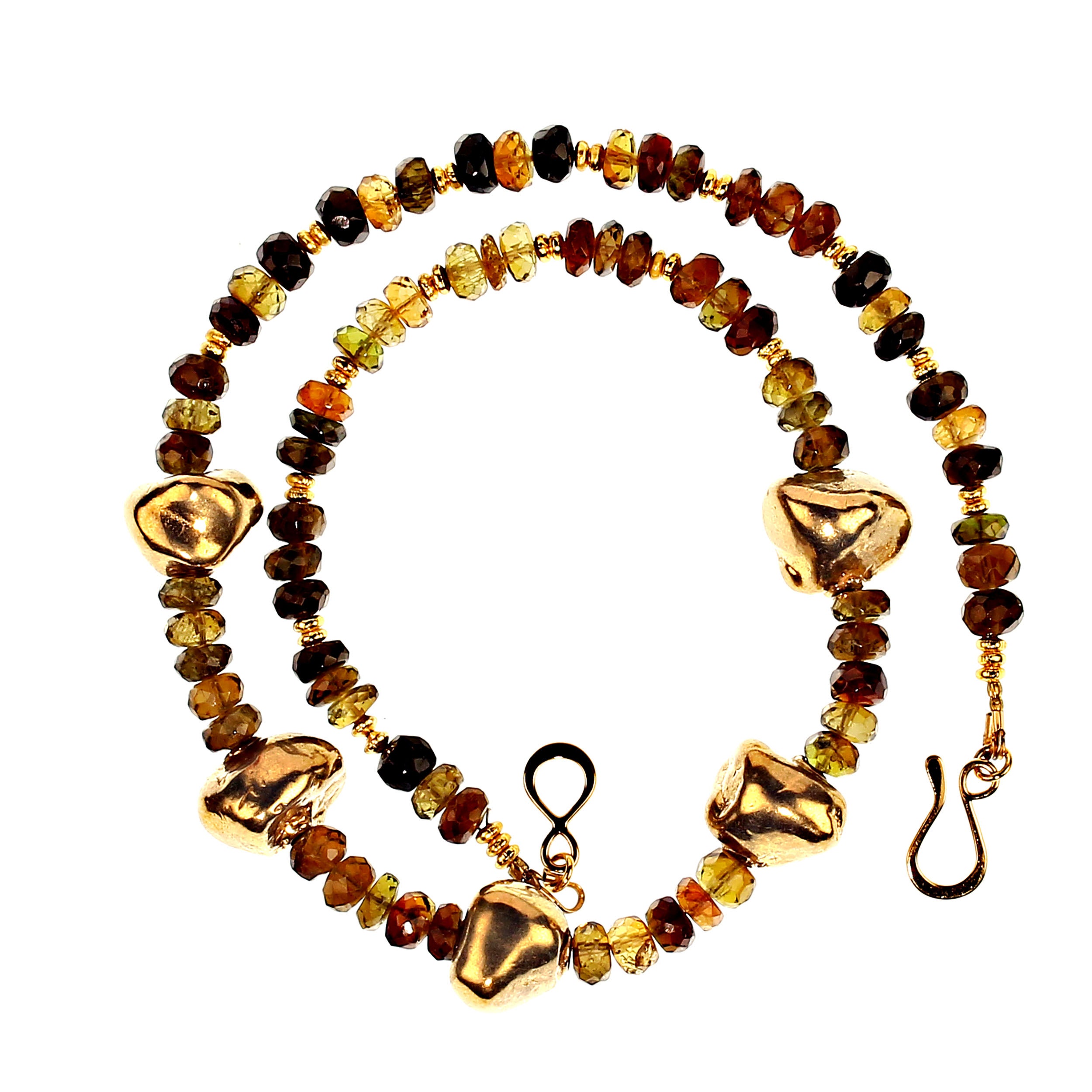Elegante 16 Zoll große Choker-Halskette von AJD aus Rauchquarz und goldenem Vermeil Nuggets