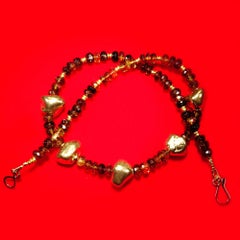 AJD Elegante collana girocollo da 16 pollici di quarzo fumé e vermeil dorato Pepite