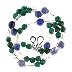 AJD Updated Look Blue Agate and Green Amazonite Necklace