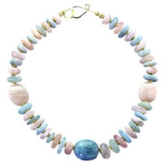 Pink Morganite & Blue Aquamarine Necklace by Aria Jewelry, 19 Inch