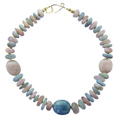 Pink Morganite & Blue Aquamarine Necklace by Aria Jewelry, 19 Inch