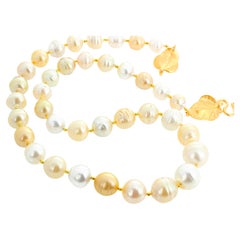 AJD South Sea Shimmering Elegance Real Cultured Pearls w/ Vermeil Gold Clasp