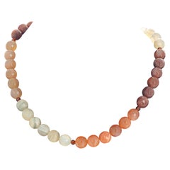 Collar Muy Artístico de Piedra Lunar Multicolor y Granate Hessonita 17