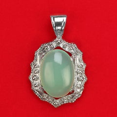 AJD Glowing Cabochon Chrysophrase en argent sterling