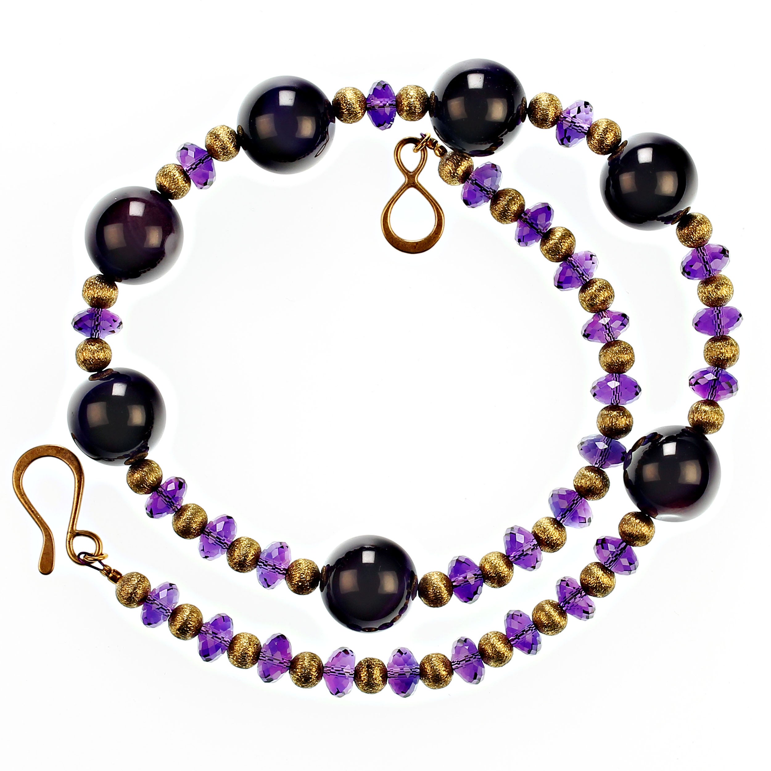AJD Collana con ametista viola e accenti dorati Pietra di nascita di febbraio