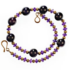 AJD Collana con ametista viola e accenti dorati Pietra di nascita di febbraio