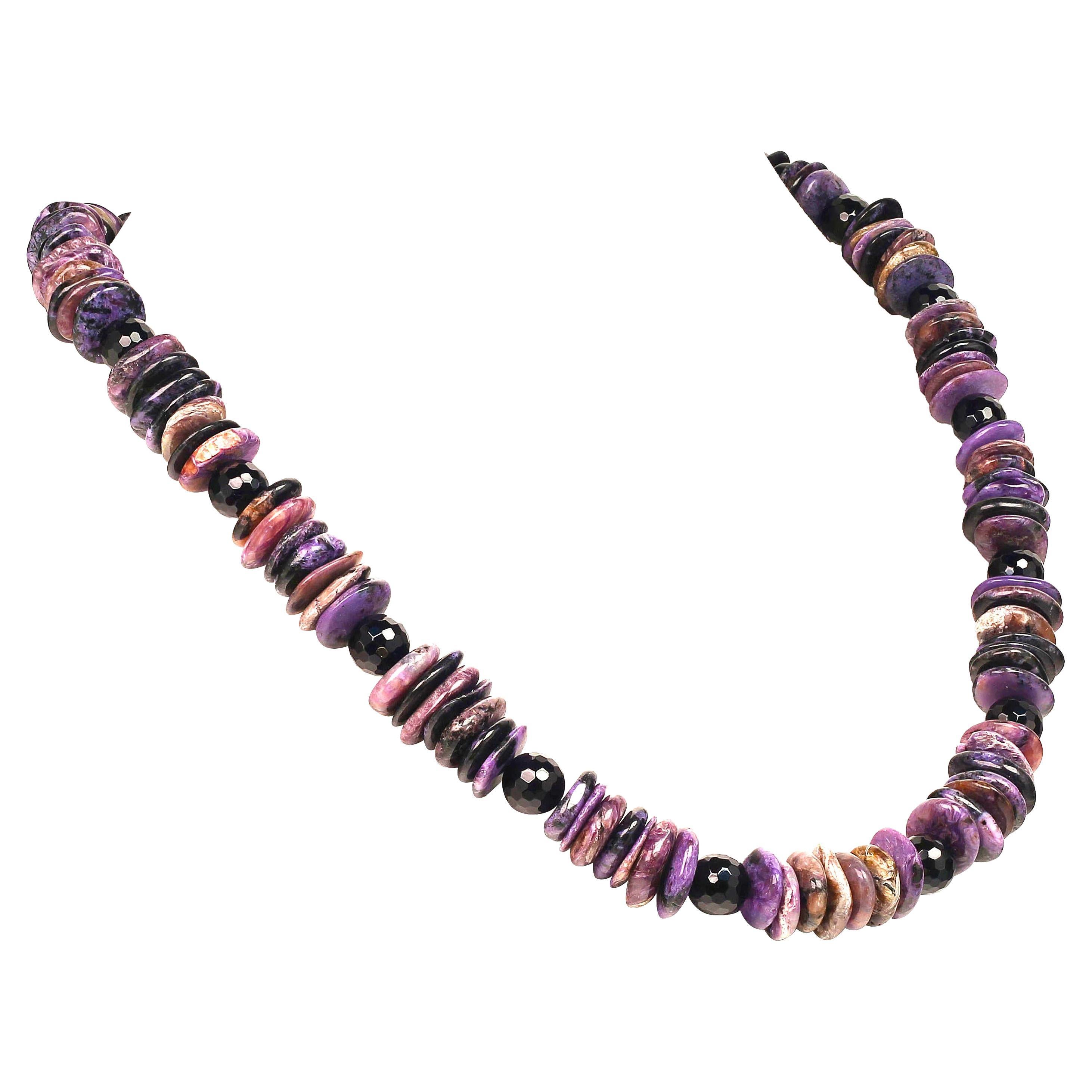 AJD Handmade, Purple Charoite Slice Necklace
