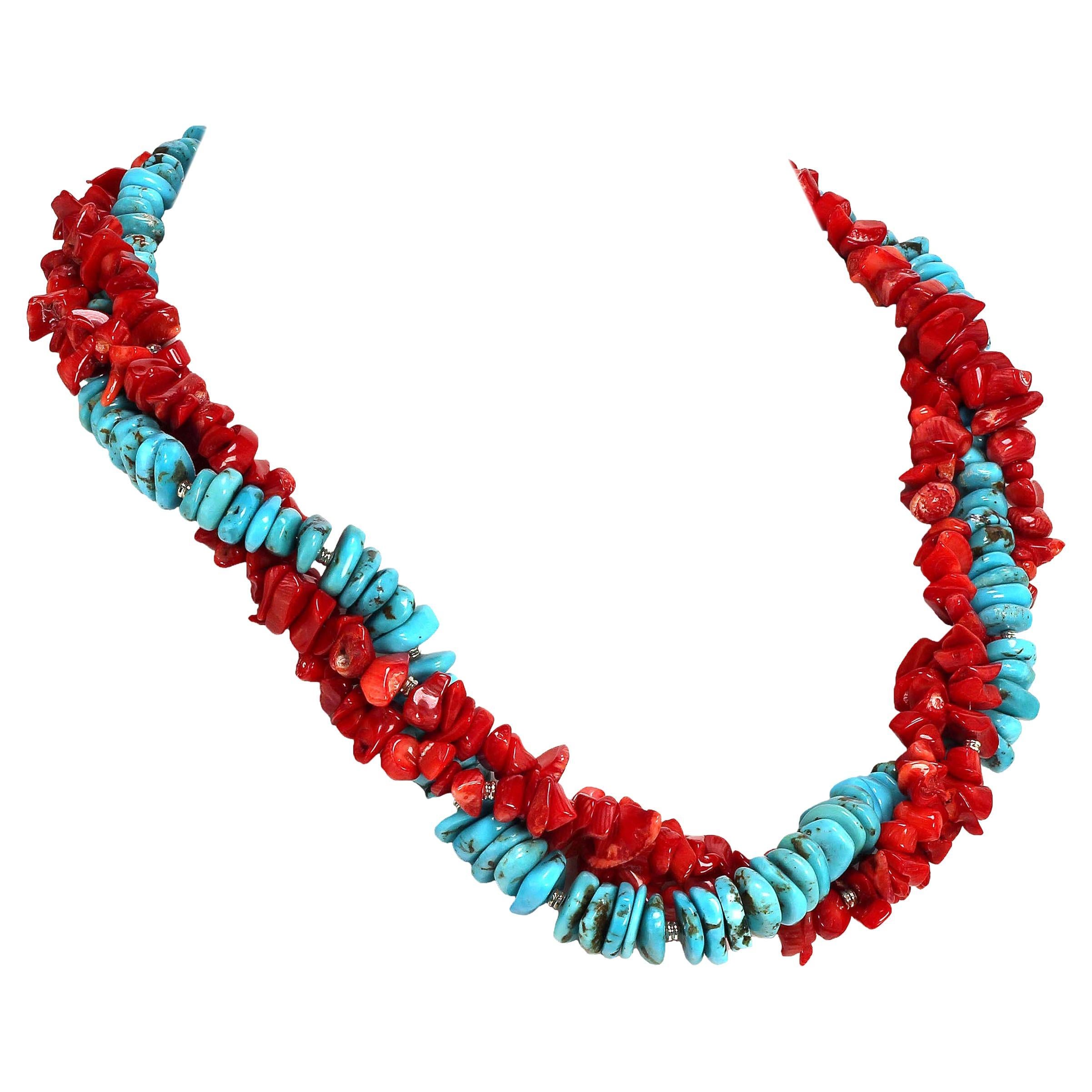 6-14mm red calsilica beads necklace 18" 