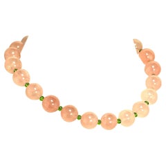 AJD Rose Quartz and Green Czech Bead 16 Inch Necklace