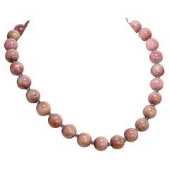 AJD Glowing Pink Kunzite Necklace Accented with Teal Czech Beads