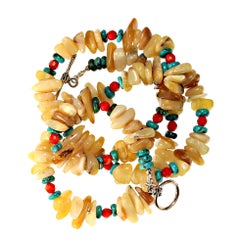 Aria Jewelry 25in Australian Yellow Opal Necklace with Turquoise