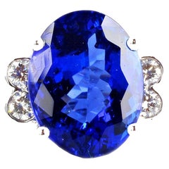 Used AJD ABSOLUTELY MAGNIFICENT 15.25Ct Tanzanite & Real Diamonds Gold Ring