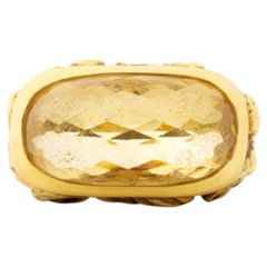 Marlene Stowe 18K Yellow Gold Citrine Solitaire Ring, 10 Carats, USA