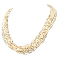 14K Gold Aquamarine Multi-Strand Pearl Necklace