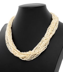 14K Gold and Aquamarine Multi-Strand Pearl Necklace
