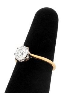 Anillo solitario de oro amarillo de 18 quilates con platino y diamante, 1,26 ct, certificado por el GIA