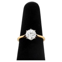 Anillo solitario de oro amarillo de 18 quilates con platino y diamante, 1,26 ct, certificado por el GIA
