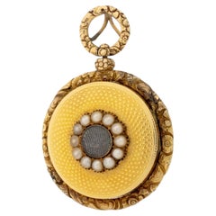 Victorian 14K Yellow Gold Seed Pearl Memorial Locket Pendant, UK