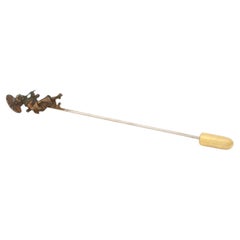 Antique Japonisme Geisha with Parasol 10K Gold Stick Pin
