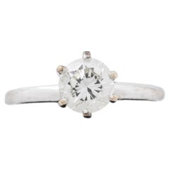 Modern 14K White Gold and Diamond Solitaire Engagement Ring