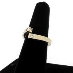 Vintage Modernist Diamond and 14K Yellow Gold Open Ring
