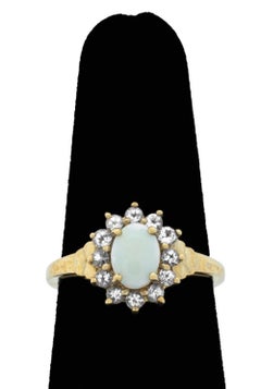 Modernist Opal and Tanzanite 14K Yellow Gold Jewelry Set, 3