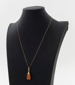 Vintage Baltic Amber and 14K Rose Gold Pendant Necklace