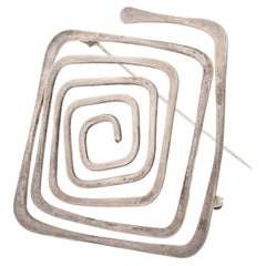 Ed Wiener Vintage Geometric Spiral Sterling Silver Brooch