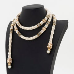 14K Yellow Gold and Cultured Pearl Wedding Garland Necklace